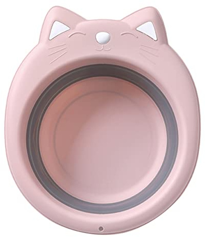 POPETPOP Lavabo Bébé Pliant de Chat Adorable en Pp, Gain de Place Baby Shower ou Maison, Lavabo de Voyage Pratique et Compact Rose