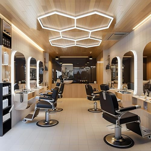 rivestiiltuogarage Led NIDO D'ape soffitto-parete garage officina detailing carrozzeria gommista esagonale barber shop esagonale 5 esagoni (2,08x 2,98 metri)