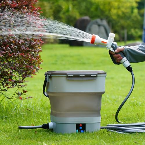 Idropulitrice portatile con serbatoio d'acqua da 12 l, detergente pieghevole per esterni mobile con ugello 5 in 1, spruzzatore elettrico multiuso a pressione per doccia da campeggio, patio, pulizia