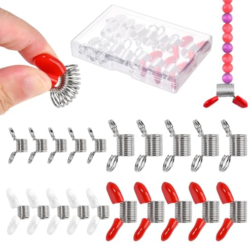 LEONTOOL 20 Pcs Bead Clamps for Jewelry Making Creative Bead Wire Ends to Prevent Beads from Falling, Spring Steel, Mini Spring Clamps Beading Tools Jewelry Tool for DIY Bracelets Necklaces with Case