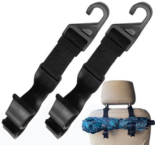 Kopfstützenhaken, 2 Stück, Fahrzeugzubehör, Regenschirmhalter, Taschenhaken für Autositz, Aufbewahrung für Geldbörse, Handtasche, Rücksitz, Innenraum, Limousine, SUV, LKW, Auto, Reisen, Roadtrip