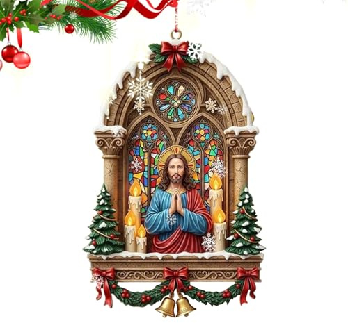 Yidueace Jesus Christbaumschmuck Für Weihnachtsbaum | Jesus Gebetsszene Anhänger Für Weihnachtsbaum | 2D Acryl Deko Für Saisonales Fest
