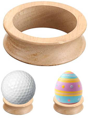 OGANAZI 6 Stück Holz Kugelhalter 3,2 cm Golfball Halter Rund Ballhalter | Ball Präsentationsständer Schreibtisch Ballhalterung Kleine Holzsockel für Sammlerstücke, Erinnerungsstücke, Kugel, Ostereier