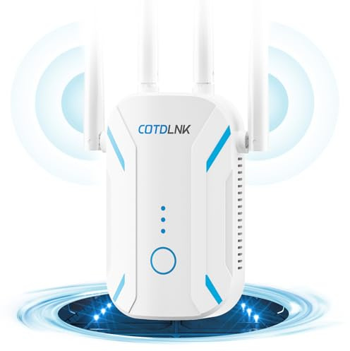 COTDLNK WLAN Verstärker WLAN Repeater für zu Hause WiFi Internet Verstärker 1200Mbit/s Dual Band 5GHz & 2,4GHz, einfache Einrichtung, EU-Stecker