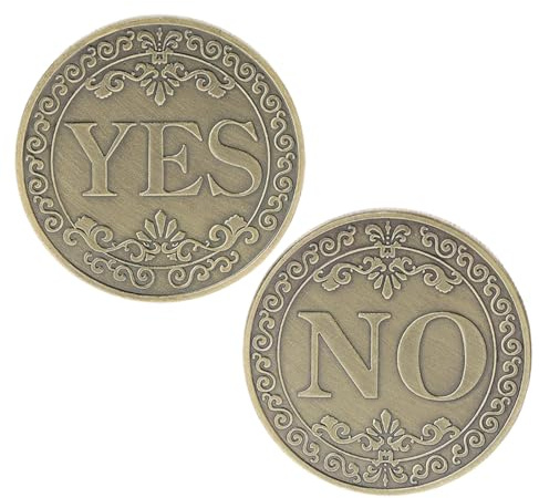 AEUXZA 2 Stück Ja Nein Münze Metall – Entscheidungsmünze für innere Klarheit durch Doppelwurf – Vintage Decision Maker Coin für Rollenspiele, DND & Lustiges Geschenk