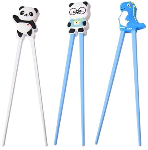 KAHZOR Palillos Reutilizables (3 Piezas),Aptos para Lavavajillas,de Entrenamiento,de Práctica para Niños,Lindos de Sushi de Dibujos Animados,Chinos,Regalos Conmemorativos,Juegos de Aprendizaje