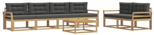vidaXL Outdoor-Sofagarnitur mit Kissen 6 pcs Weiß und Anthrazit, Gartenmöbel, modernes Outdoor-Sofa Set, modulare Sitzgelegenheiten, Loungemöbel für deinen Garten
