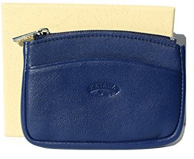 Petit Porte Monnaie - Porte Carte - Porte clé - 11 Coloris - KATANA Cuir véritable et Son Coffret (Bleu)