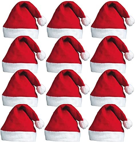 REDSTAR FANCY DRESS 12 x Weihnachtsmützen – Weihnachtsmützen Familie – Perfekter Zusatz als Weihnachtsmannkostüm – Weihnachten Mützen für die Ganze Familie oder für Weihnachtsfeiern der Arbeit