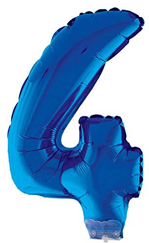 Zahlen Folienballon 41 cm mit Stab - Blau Zahl 4