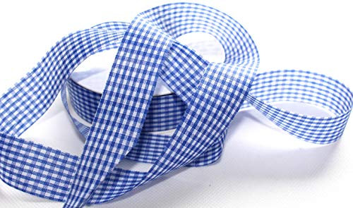 CaPiSo 25m Karoband 25mm Vichy Geschenkband Landhaus Schleifenband Vichykaro Dekoband Landhausstil (Kleines Karo Dunkelblau)