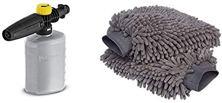 Kärcher 26431470 FJ6 Foam Jet Nozzle with 0.6 L Capacity Foamer for Pressure Washer Accessory & Amazon Basics Deluxe Microfiber Car Wash Mitt (2 Pack)