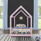 [en.casa] Kinderbett Netstal 90x200cm Rosa Haus Holz Natur Bettenhaus Hausbett Kinderzimmer Bett Kinder Kiefernholz