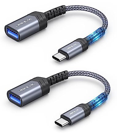 JSAUX USB C to USB Adapter, [0.5ft 2 Pack] Type C 3.0 OTG Cable On The Go Type C Male to USB A Female Adapter Compatible with MacBook Pro 2018/2017,Samsung Galaxy S8/S9 Plus/Note 8,Pixel 2 etc -Grey
