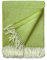 JOWOLLINA & WoolOnly Wolldecke Plaid mit Fransen 100% Schurwolle (145x180 cm, Uni Kivi Grün)