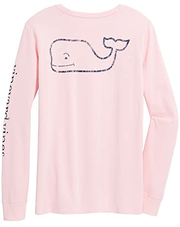 Vineyard Vines Women's Long Sleeve Vintage Whale Pocket T-Shirt, Flamingo, S