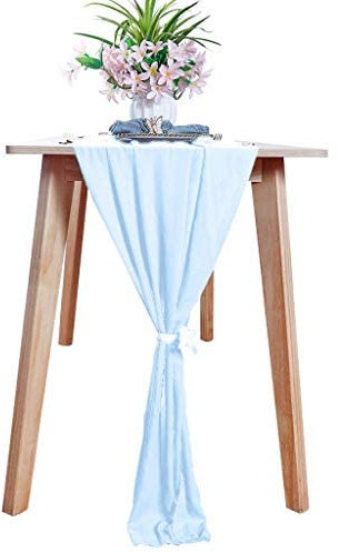ShinyBeauty Chiffon-Tischläufer 29x120-Zoll Baby Blue Hochzeit Tischläufer 10Ft Long Sheer Tischläufer Garten Weihnachten Tischläufer Baby Shower Braut Tischdekoration