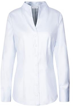 Seidensticker Damen City Langarm Slim Fit Kelchkragen Bügelleicht Bluse, Hellblau, 46 EU