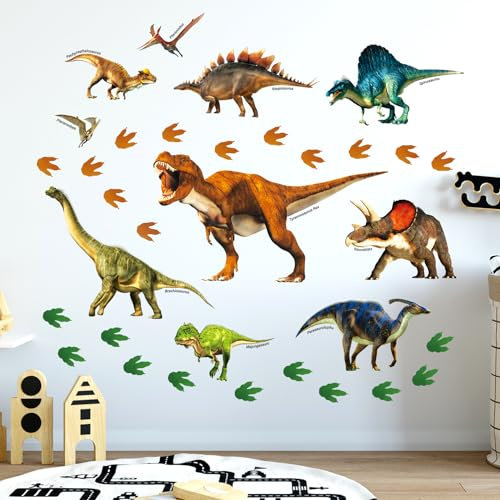 DECOWALL DS8-2012 33 Stück, 10 Dinosaurier Wandtattoo Dino Trex Wandsticker Wandaufkleber für Junge Jungenzimmer Kinder Kinderzimmer Schlafzimmer Wanddeko Babyzimmer Wohnzimmer