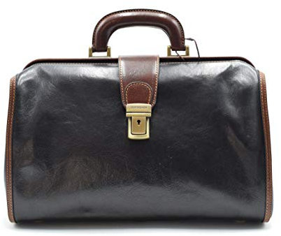 DD Firenze Leder Arzttaschen - D&D0205 Bicolor - Made in Italy (Schwarz - Braun)
