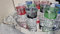 PYN Juego de té marroquí Bandeja 46cm plateada redonda con asas y 12 Vasos de cristal multicolor