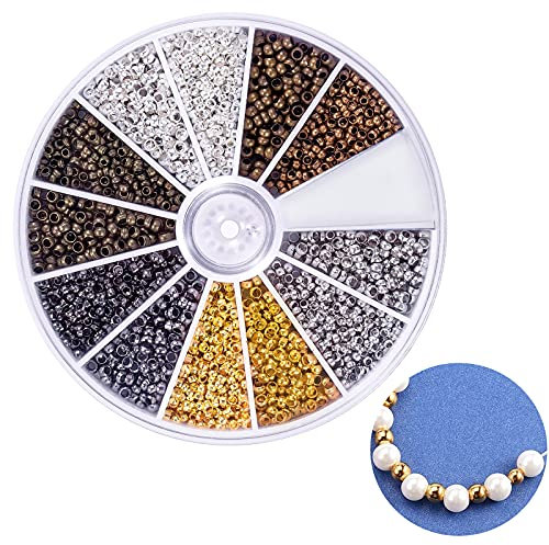 2250 Stück Crimp Beads Quetschperlen 2mm 2,5mm Quetschröhrchen Gemischte Armband Lose Perlen Spacer für DIY Armbänder Und Halskettenherstellung (6 Farben)