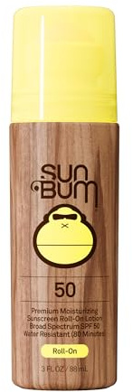 Sun Bum Original SPF 50 Roll-On Sunscreen Body Lotion - Broad Spectrum Moisturizing Sunscreen with Vitamin E - Hawaii 104 Act Compliant (Made without Octinoxate & Oxybenzone) - Travel Size - 3 oz