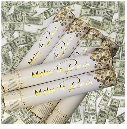 PrimePure Konfetti-Kanone Party Poppers – Geld-Konfetti-Popper – 6er Pack – Mini 100-Dollar-Scheine Party-Kanonen Shooter für Hochzeit, Geburtstage, Feiern