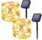 owwasd [2 Stück] Solar Lichterkette Aussen, 14M 120 LED, Wetterfest, für Balkon,Bäume,Terrasse,Hochzeit,Party,Garten (Warmweiß)