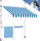 KESSER® Toldo para balcón con manivela, toldo para Balcones, Resistente a los Rayos UV, Regulable en Altura, Repelente al Agua, protección Solar, Cubierta para Patios, Azul-Blanco 400cm