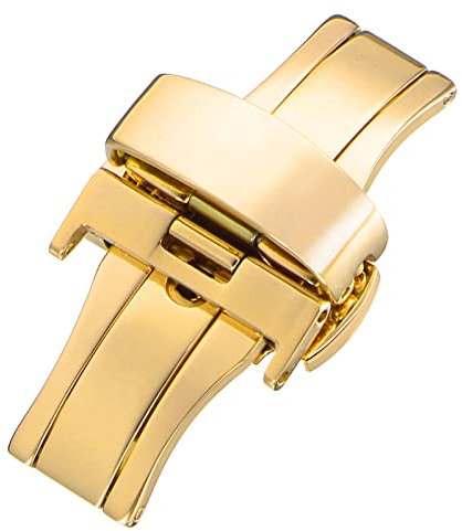 sourcing map Druckknopf Faltschließe Schnellverschluss 90mm Verlängerungslänge für 18mm Lederarmband, Gold
