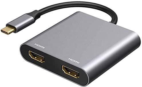 Tradebit - USB-C Hub I Adapter I 2X HDMI 4K I Aluminiumgehäuse I Plug & Play I Spiegelmodus I Kompatibel mit Laptop und PC