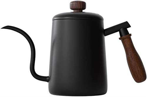 YQBUER Cafetiere Kaffeemaschine Tropfkocher 600ml Kaffee Teekanne Antihaftbeschichtung Food Grade 304 Edelstahl Schwanenhals Tropst Kessel Swan Hals Dünne Mund Französisch Press Edelstahl Kaffeetasse