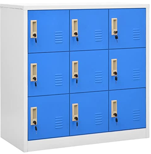 vidaXL Schließfachschrank Hellgrau und Blau 90x45x92,5 cm Stahl
