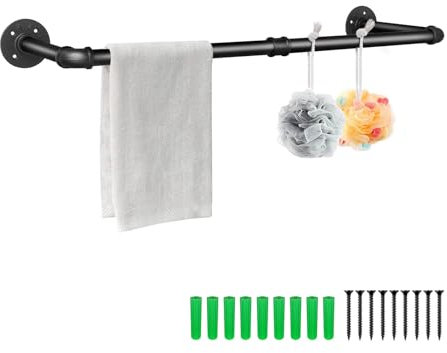 Youyijia Kleiderständer für die Wand 80cm Rohr Kleidergestell Industrieller Stil Wandhänger Abnehmbare Metallkleiderstangen Garderobenstange Schlafzimmer für Flure Wohnzimmer Schlafzimmer (2 Basen)