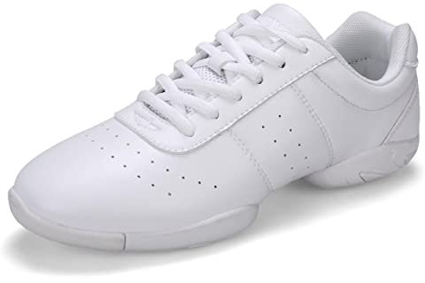 Damen Cheerleading Schuhe Mädchen Cheer Schuhe Freizeit Fitness Gymnastik Training Jazz Yoga Tanzschuhe Sneaker Weiß