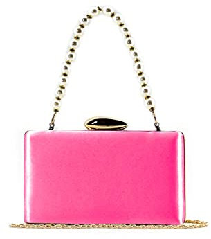MODELISA - Bolso Clutch De Fiesta Cadena De Hombro Efecto Perla Boda Noche Evento Novia Mujer (Fucsia)