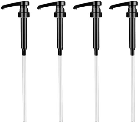 4 Pompe à Sirop à Café, Convient à la Plupart des Bouteilles de Sirop de 750 Ml, Coffee Syrup Pump Distributeur Sirop Pompe pour Café Maison Bouteille de Sirop à Café, Ne Coule Pas (Noir)