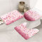 BAFAFA Set di tappetini da bagno con stampa di petali rosa, set di tappetini da bagno super morbidi antiscivolo con tappetino a forma di U, per vasca da bagno e doccia, 3 pezzi