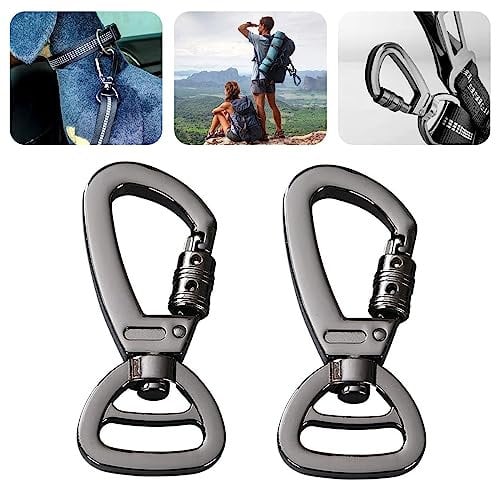 Karabinerhaken mit Drehgelenk Karabiner Hundeleine Schlüssel Edelstahl Klein Doppelkarabiner Scherenkarabiner Bolzenkarabiner Schwere, 2 Stück Schwarz