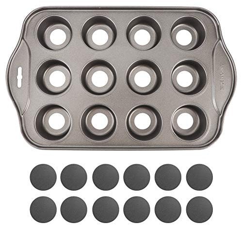 LNXDY Tassenkuchenformen, 12 Gitter, Tassenkuchen-Backwerkzeuge, runde Kuchenherstellung, Backformen, Formen for Haushaltsbäckerei, Brotladen, mit abnehmbarem Boden