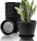 FORAGIFT Macetas de Plástico 15 cm para Interior, Pack de 6 con Ranuras Decorativas, Agujeros de Drenaje y Bandeja - Maceteros Modernos Negro para Plantas de Interior (Suculentas, Orquídeas, Hierbas)