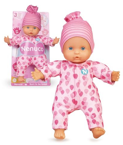Nenuco Weiche Puppe mit 3 Funktionen, Macht Babygeräusche für Kinder ab 10 Monaten (Famosa NFN85000)