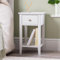 CHRISTOW Slim White Bedside Table With Drawer & Shelf, Modern Narrow Bedroom Nightstand, Wooden MDF Side End Stand for Living Room Hallway Sofa, Brushed Chrome Handle (H57cm x W32cm x D32cm)