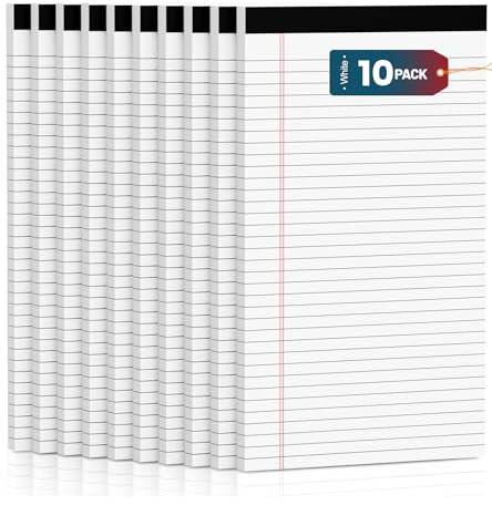Roneky Notizblöcke, 21,6 x 35,6 cm, 10 Stück, 21,6 x 35,6 cm, weiß, Notizblöcke 8,5 x 14 cm, breit liniert, mikroperforiert, liniert, 30 Blatt pro Notizblock, Notizblöcke für Arbeit/Schule/Büro