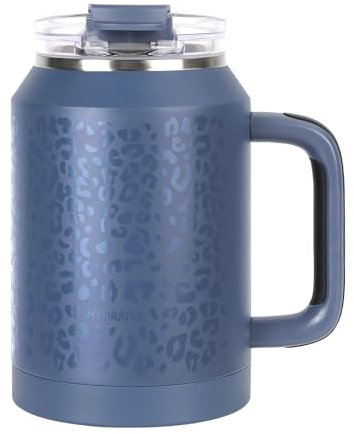 Hydraful Trinkbecher mit Griff und Strohhalm, 1,5 l, breite Öffnung, 100 % auslaufsicher, wiederverwendbar, Edelstahl, Reisebecher für Fitnessstudio, Wandern und Camping, Geschenke für Frauen, Männer,
