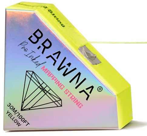 BRAWNA 30M (100FT) Vorgefärbter Mapping Faden Gelb – Präziser Brow & Lip Vermessungsfaden – Microblading Zubehör für Augenbrauen, PMU & Lip Blush – Inked Thread