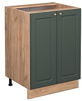 Vicco Küchenunterschrank Fame-Line, Grün-Gold Landhaus/Goldkraft Eiche, 60 cm, AP Anthrazit