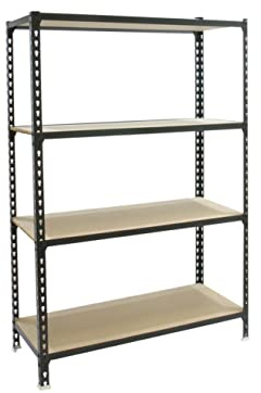 PROREGAL Schwerlastregal MID MULI | HxBxT 150x80x30cm | 4 Fachböden | Fachlast 150kg | Anthrazit | Lagerregal Kellerregal Werkstattregal