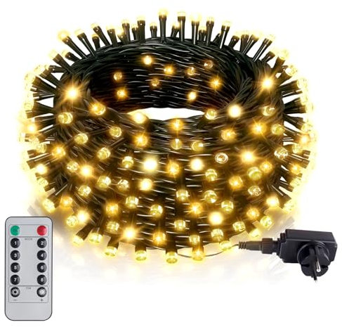 Hzitcigm Weihnachten Deko Lichterkette 100M, 1000LED Warmweiß Lichterkette Weihnachtsbaum Lichter mit 8 Modi Grünes Kabel IP44 Wasserdicht Weihnachtsbeleuchtung Strom Lichterkette für Innen Außen Deko